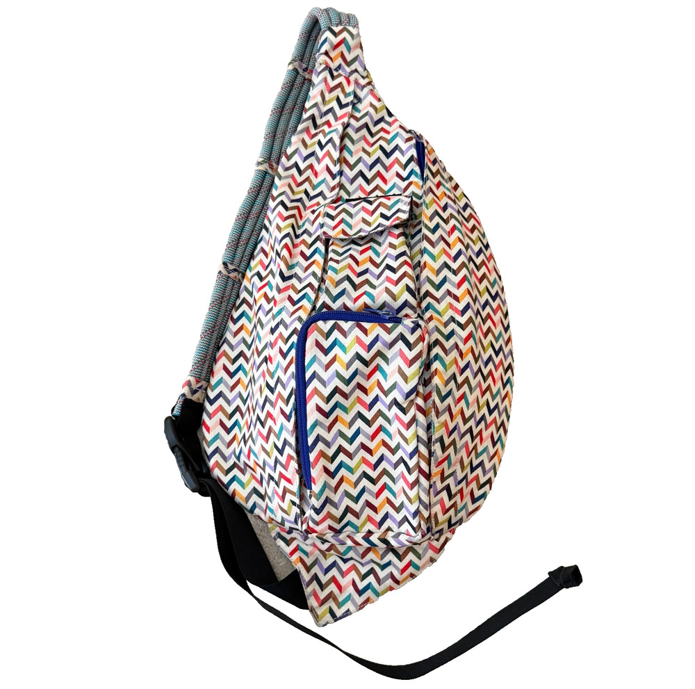 KAVU Rope Bag Sling Crossbody Backpack Multicolor Chevron Zigzag Pattern
